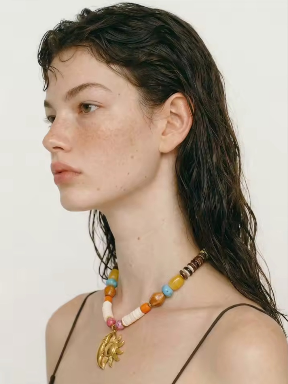 Celestial Sun Moon Gold Beaded Necklace - Picture 11 of 17